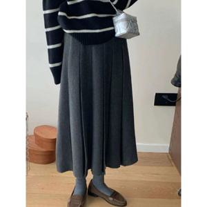 [하프클럽] KARRA (77까지)모직터치롱플리츠스커트_A4S0206