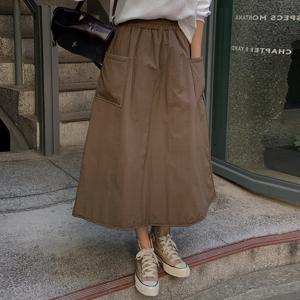 여성 패딩 누빔 포켓 A라인 롱 스커트 -FSK0121- 겨울