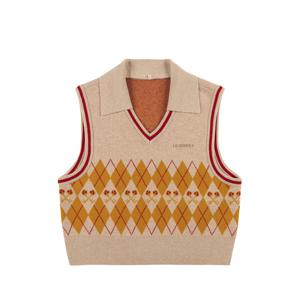 [최초가298,000원]로고 앤 아가일 니트 베스트 Logo & Argyle Knit Vest_Beige