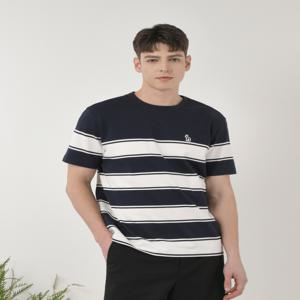 헤지스 골프 [[25SS]] HUTS5B901N2 [ONLINE EXCLUSIVE] 네이비 남성 스트라이프  반팔 티셔츠