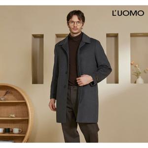 남성 울 캐시미어 블렌딩 퀼티드 트리밍 코트 그레이