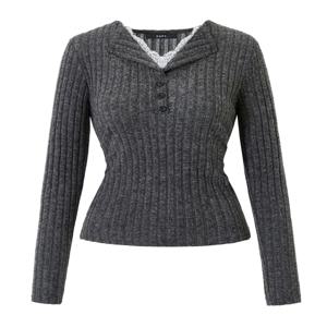 골지 레이스 레이어드 반버튼 긴팔 티셔츠 (GPDLW011D)