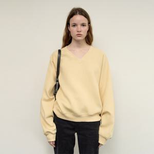 Rounded cotton V-neck sweatshirts