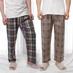 국산 남성 순면 100% 체크 9부 파자마 하의 빅사이즈 바지 홈웨어