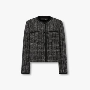 지컷 라운드 넥 체크 트위드 자켓 7255310104