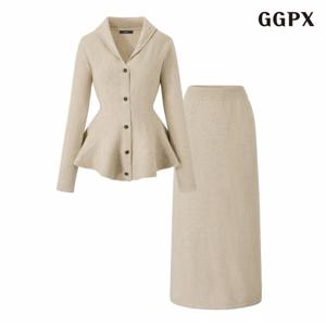 정상가:159,000원 ㅣ 플레어 니트 가디건 롱 스커트 셋업 (GPDOW012D)