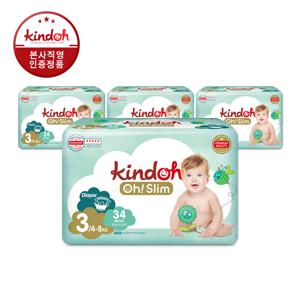 [1박스] 오슬림 밴드형 기저귀 3단계 4팩 (136매)