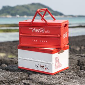 폴딩박스 캠핑 테이블 수납 정리함 30L 레드, 화이트