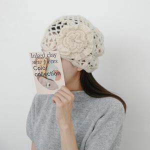 [브리치] 옷자락 / 여성 플라워 코샤쥬 네트 니트비니 뜨개 가을 모자