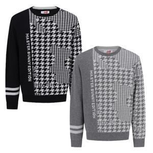 양말사은품 [마스터바니] 남성 하운드투스 패턴 방풍 니트 411D4SR404