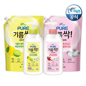 퓨어 기름싹 주방세제 700ml 용기+1L 리필 x 2개