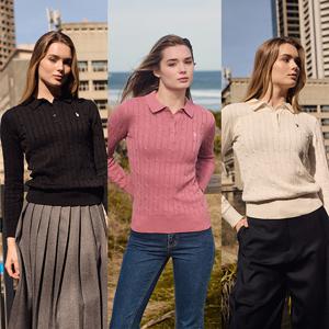 [최초가 139,000원]24FW 클래식 코튼 폴로 케이블 니트 여 3종