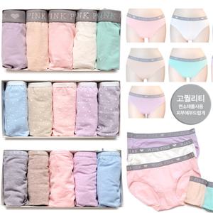 [하프클럽/마이핏]무지 면스판 여성 팬티 세트 / 5매입 / 여자 데일리팬티 면팬티 요일 미디 삼각 팬티 언더웨어