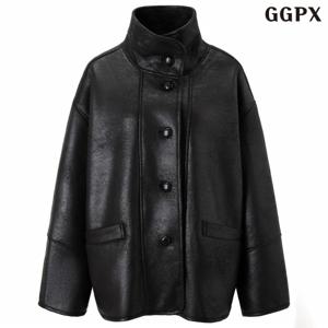 정상가:239000원ㅣ빈티지 레더 오버핏 하이넥 자켓 (GPDJK010D)