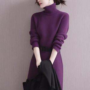 터틀넥 슬림핏 겨울데일리룩 자누엘니트롱원피스