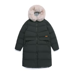 N254WDW190 여성 후드 퍼 롱기장 구스다운 점퍼 WOOD GREY