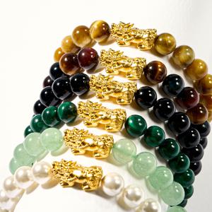 순금 24K 팔찌 천연석 재물 행운 비휴 8mm 6종 택 1