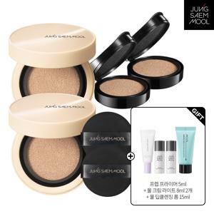 스킨 누더 커버레이어 쿠션 (본품+리필) x2개+프라이머 5ml+물크림 라이트 8ml X2ea+딥클렌징폼15ml