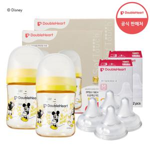 3세대 디즈니젖병 160ml 미키 클래식 트윈팩(젖병4개)+젖꼭지4개