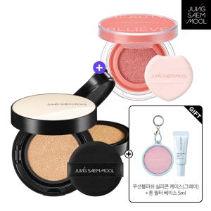 에센셜 스킨 누더 쿠션 (본품+리필) +  아티스트 쿠션 블러쉬 (본품) + 매끈피부세트(프라이머, 파운데이션, 앰플선)