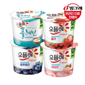 요플레홈 4종 180g 12개 /딸기/복숭아/플레인/블루베리/요거트