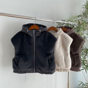 [브리치]  / 밍크 페이크퍼 후드 집업 패딩 조끼 베스트