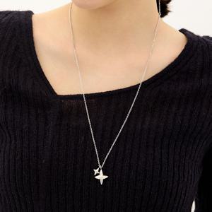 노바 실버(W) 더블 태그 롱 목걸이 HL1N52113W9700