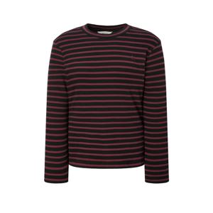 헤지스 여성 [[25FW]] HSTS5DC83BK [시즌오프][Essential] 코튼 스트라이프 긴팔 티셔츠 블랙