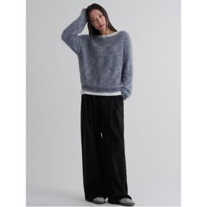 코튼 투턱 벌룬핏 팬츠  블랙 (355X21LY35)