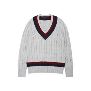 코튼 케이블 테니스 V넥 스웨터 (그레이) (BBWNMM6839WES)