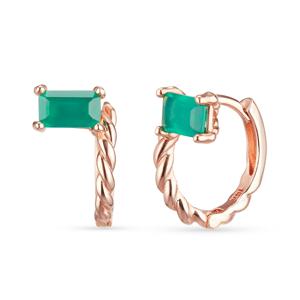 14k 사이드 그린 바게트 링귀걸이