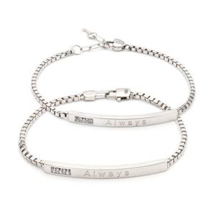 [도로시]Silver 레터링 슬림 커브스틱 팔찌_커플추천,남성용