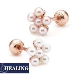 [도로시] 14k 작은꽃 담수진주 피어싱(2type)(1개)