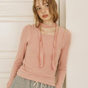 [아워호프] Wool Scarf Layered Long Sleeve - Pink [H24WT-TS02-PIN]