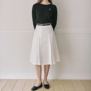 [아워호프] Belt Set Midi Pleats Banding Skirt - White [H24FW-SK01-WHI]