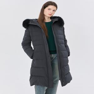 헤지스 여성 [[24FW]] WSJU4DC12BK [가격인하][스테디셀러][폭스FUR][덕다운] 블랙 탈착 후드 롱
