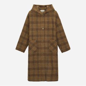 후드 체크 롱 코트_T258MCT341W