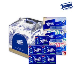 [선물세트]템포 4겹 갑티슈 3팩+휴대용 행키티슈 5개
