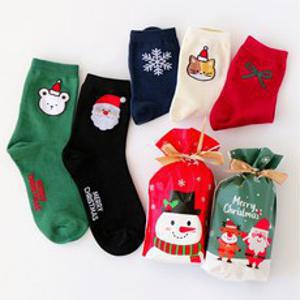 크리스마스 양말 5켤레세트 산타 겨울 양말선물세트 구디백
