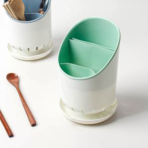 플라스틱 원형 3단 수저통/수저/정리함/꽂이/숟가락젓가락통/싱크대/수저함/수납함/조리도구/칸칸/물빠짐