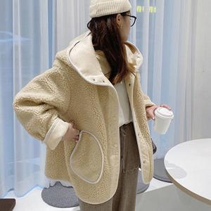 양털 뽀글이점퍼 덤블 후드 무스탕 후리스 루즈핏 여성 겨울아우터