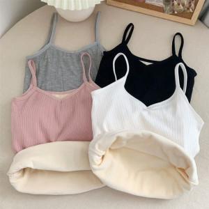 (10+4%)1+1 포근한 융털 캐미솔 나시 기모 겨울 보온 발열티 학생나시 이너웨어