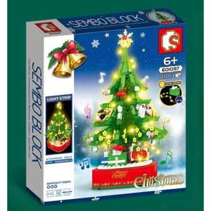 J2K LED 트리 블럭 오르골 회전 크리스마스 장난감 캐롤