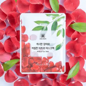 안나홀츠 천연 순면 에센스젤 섹시한 장미와 까칠한 티트리 마스크팩 100매 1일1팩 수분 주름개선