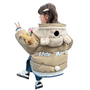 여아 면복 겨울옷 외투 중 대아 신상 서양식 겨울 헐렁헐렁 두꺼운 어린이 후드 면옷