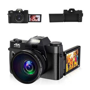 BiiYou 디지털 카메라 7500W 픽셀 디카 4K 비디오 와이파이 전송 +64G 메모리카드 한국어 설명서