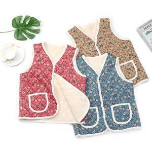 빅사이즈 꽃무늬 촌캉스 양털 융털 여성 할머니조끼 김장조끼