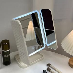 예쁜 공주거울 LED 조명 탁상 거울 3단 화장 미니 접이식