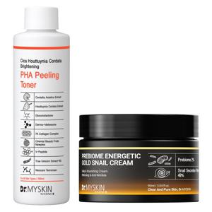 각질관리 후 보습코팅/시카 어성초 PHA 필링 토너+달팽이크림 올인원 세트/각질진정/미백/수분/탄력/스네일