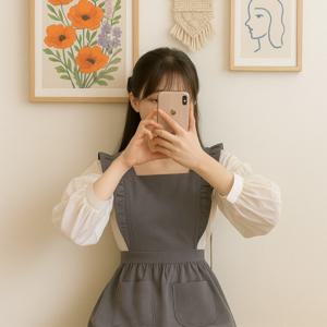 다니샵 린넨 원피스 주방 꽃집 카페 주방 어린이집 유치원 보육교사 바리스타 린넨 프릴 예쁜 앞치마